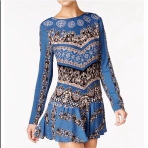 Free People Cut Out Smooth Talker Tunic Blue Dress with Pockets sz S